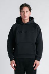 FELPA CON LOGO CAPPUCCIO E MARSUPIO NERO